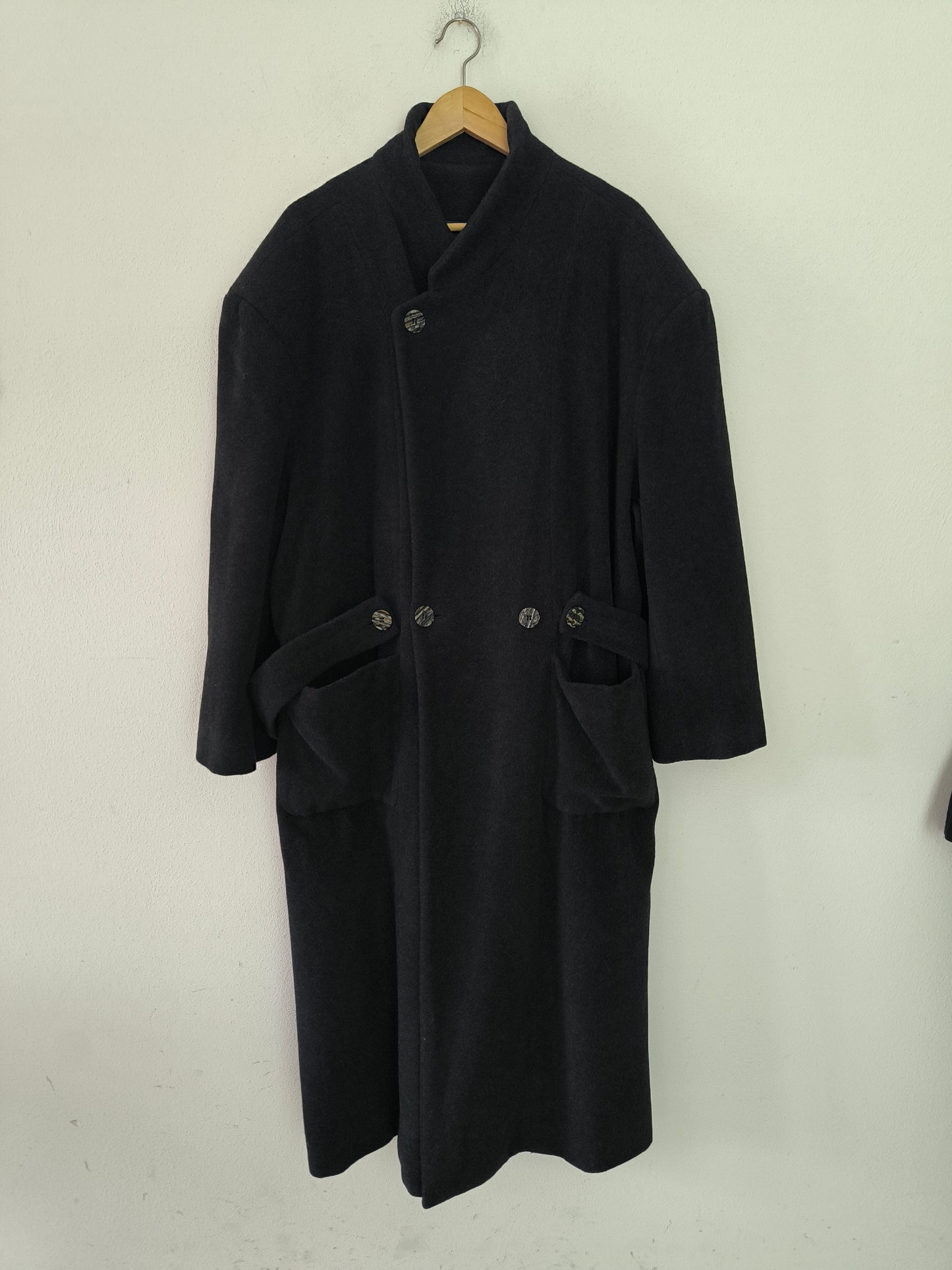 Cappotto vintage oversize nero in lana
