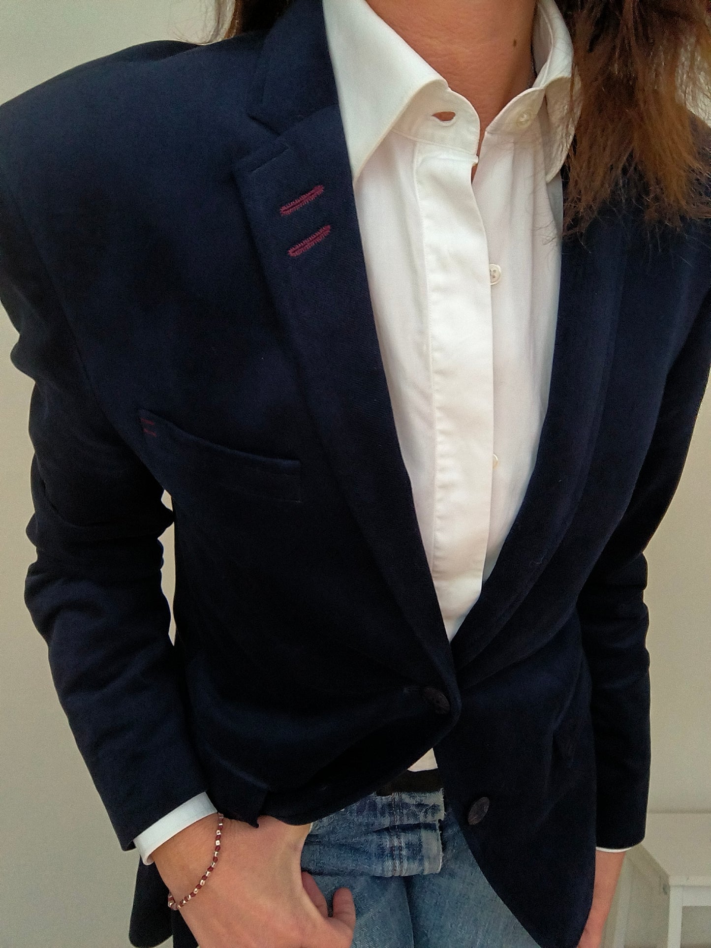 Blazer in velluto blu tg L
