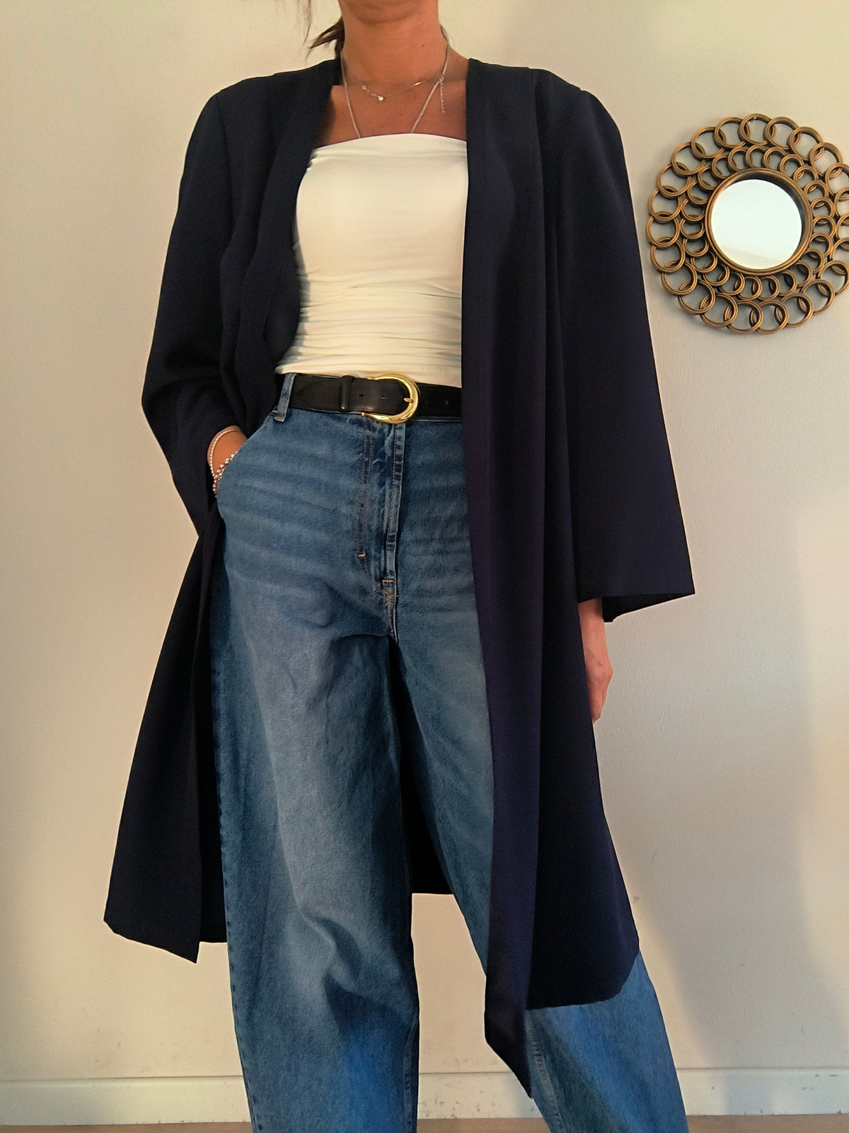 Trench Valentino vintage in lana blu notte