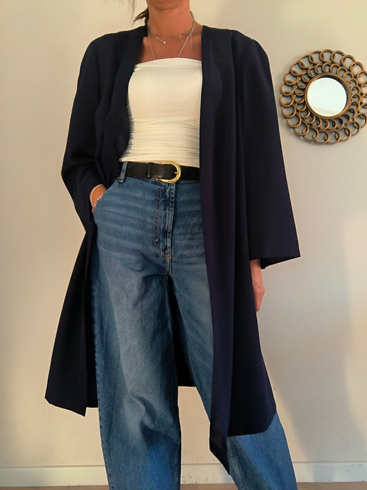 Trench Valentino vintage in lana blu notte