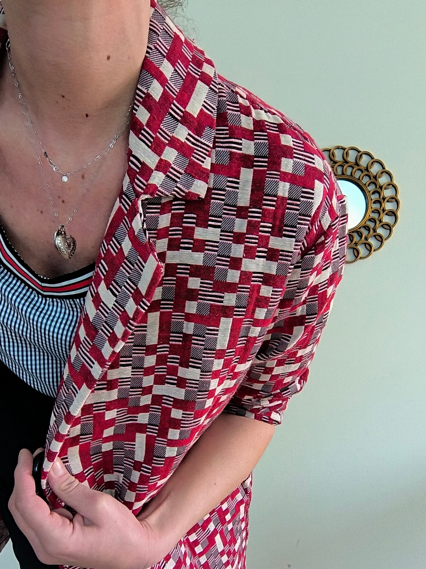 Kimono mattoncini rosso bianco