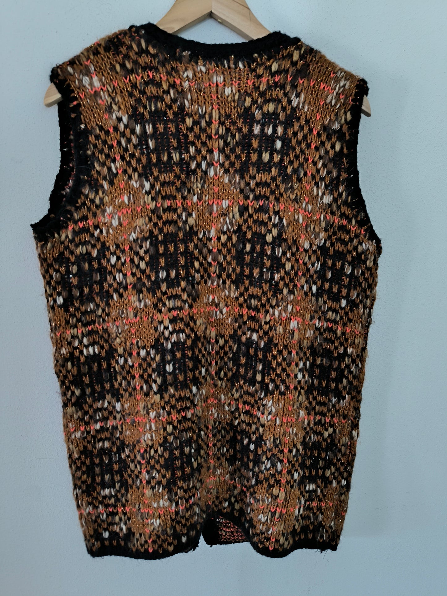 Gilet handknitted melange marrone
