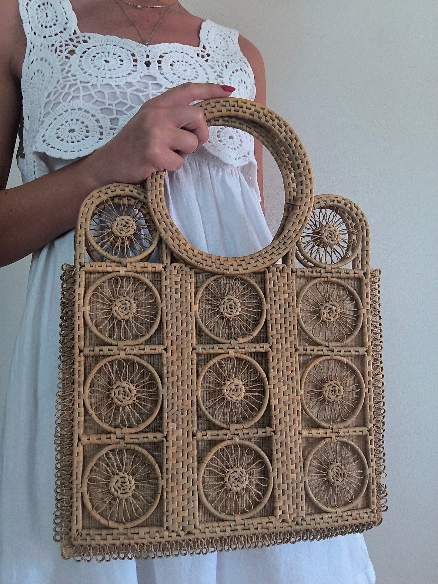 Borsa anni 70 in paglia