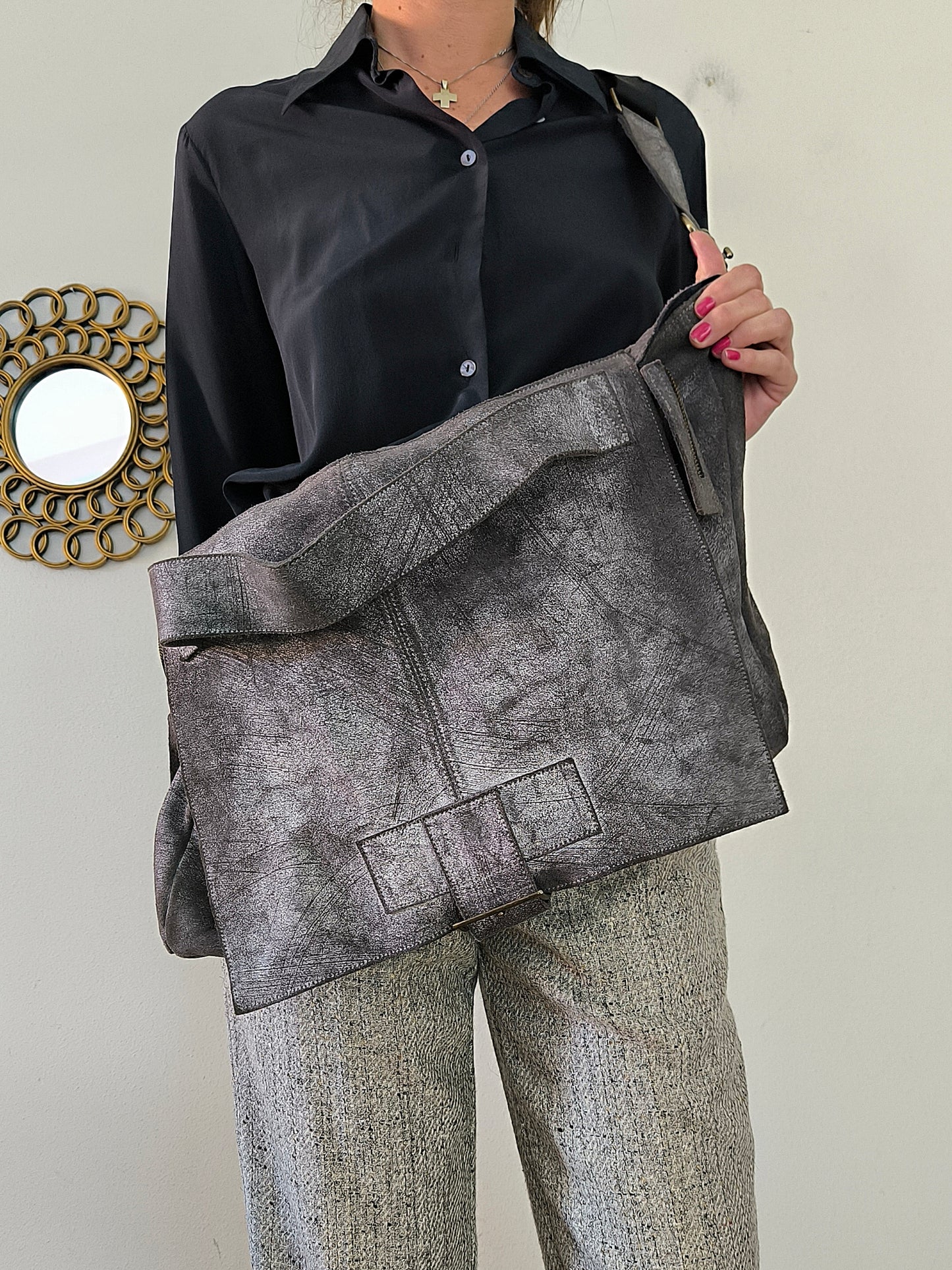 Borsa postina in pelle artigianale PS Red Whale