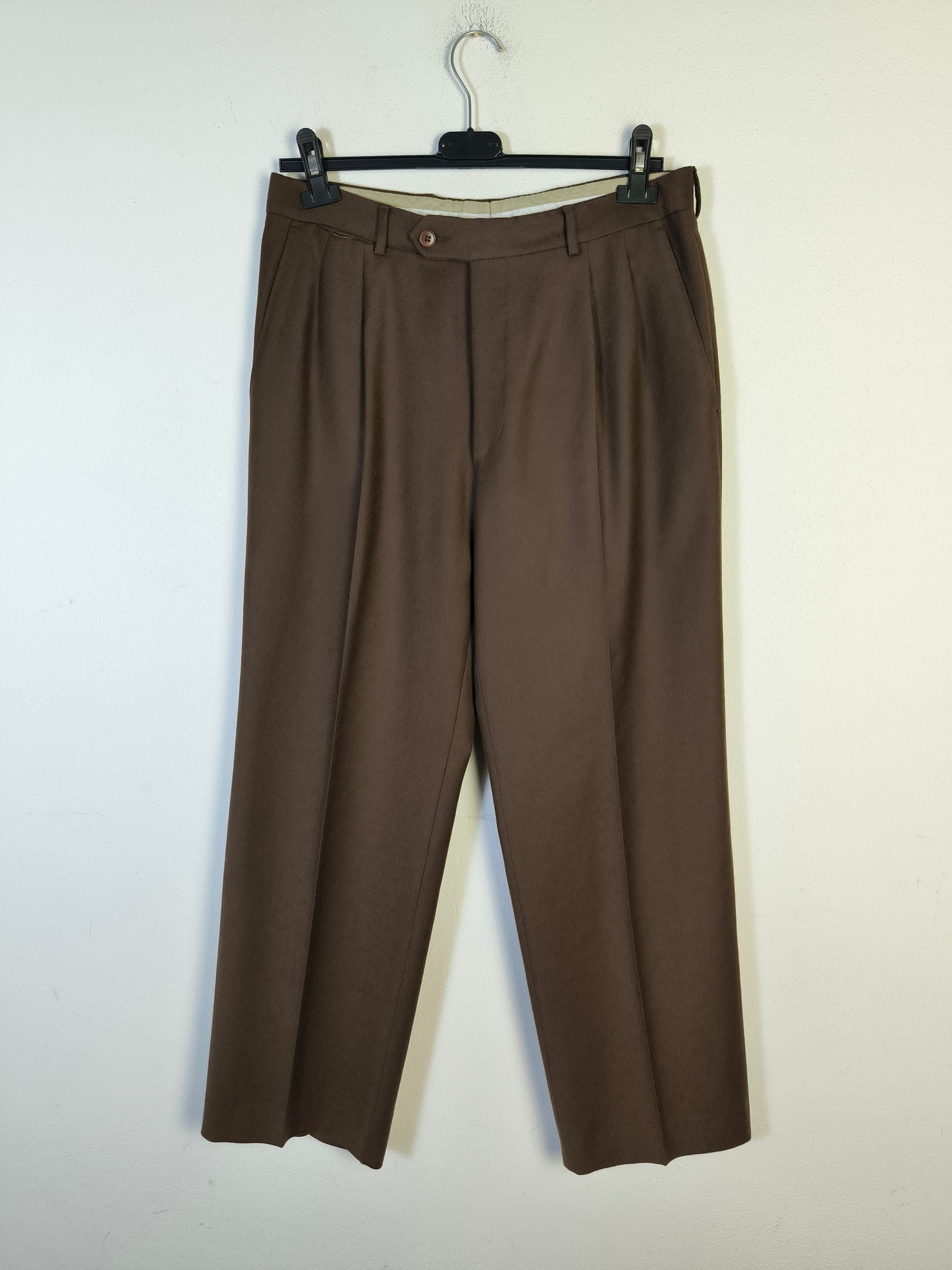 Pantalone marrone pura lana vergine tg 44