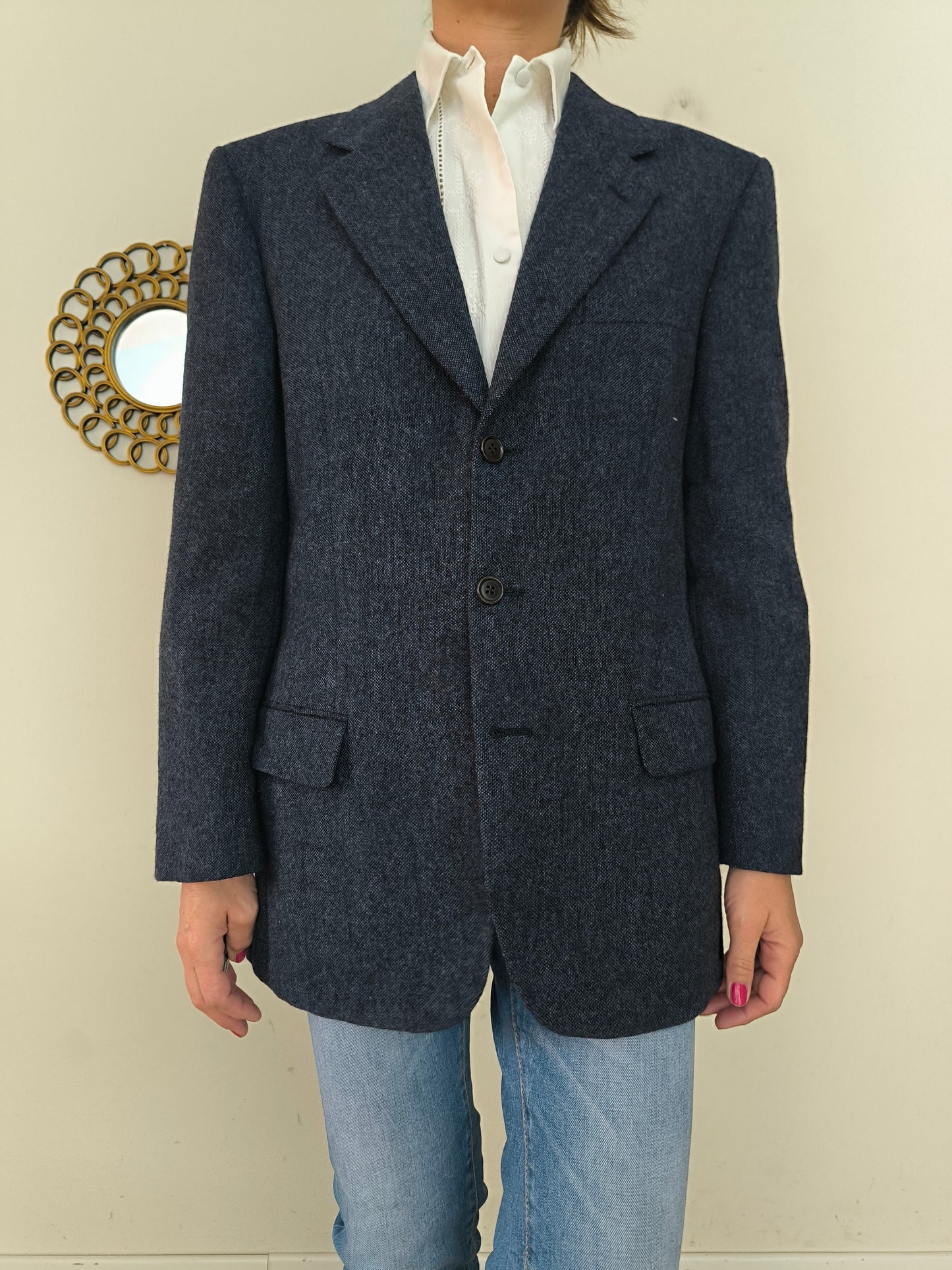 Blazer blu in Yorkshire tweed tg XL