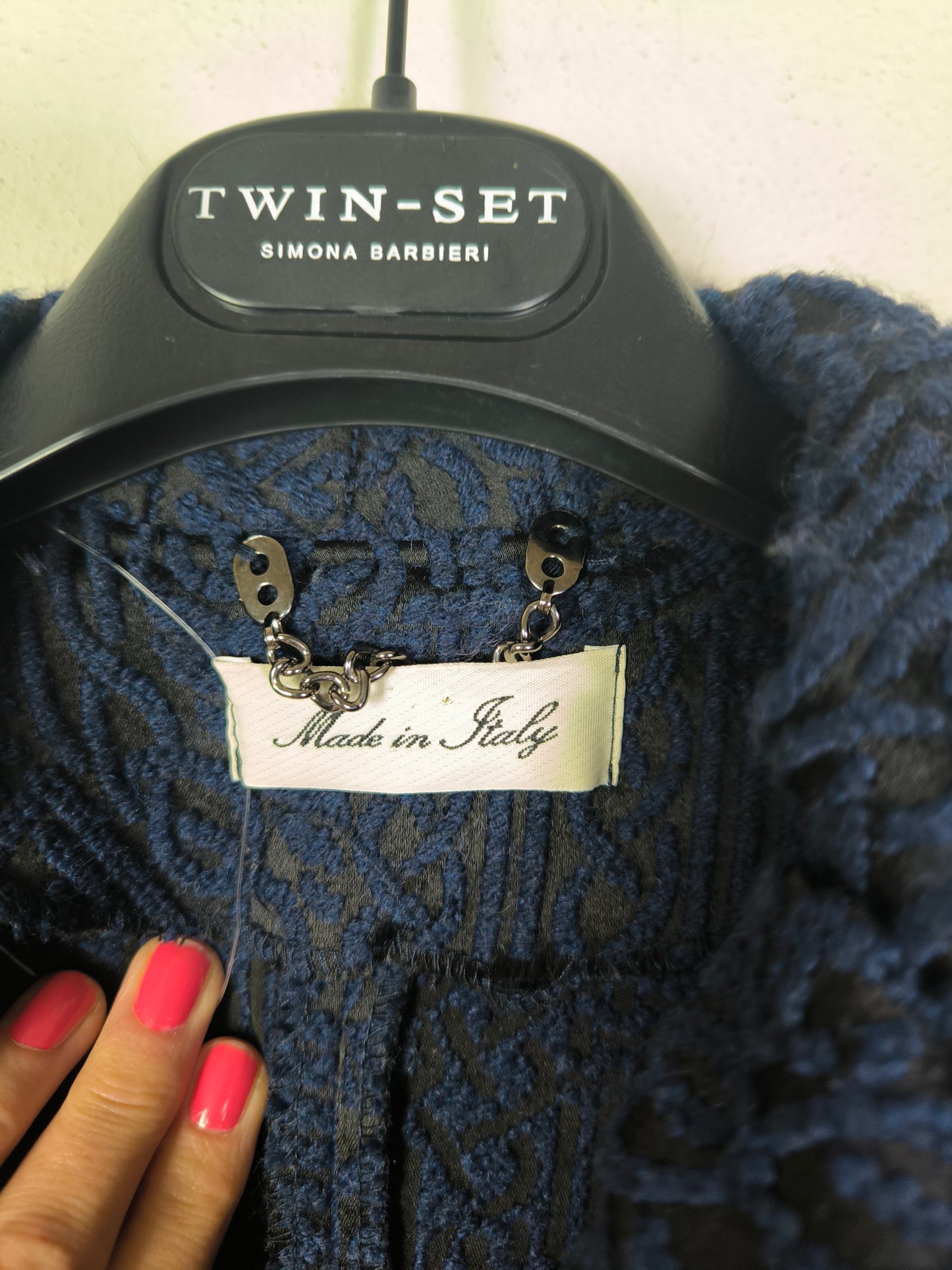 Caban nero damascato in blu tg M/L