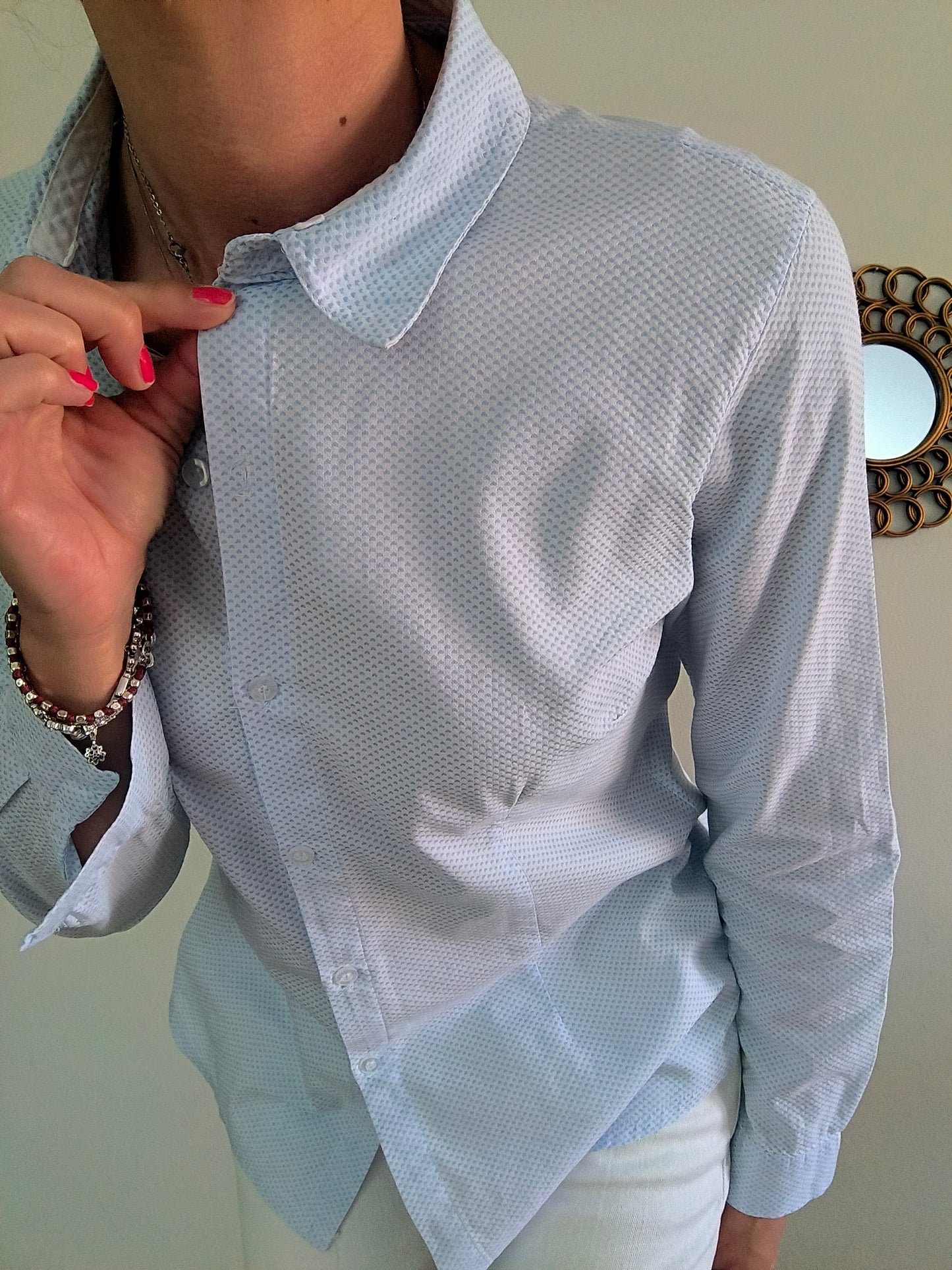 Camicetta Forte dei Marmi a cuoricini azzurri