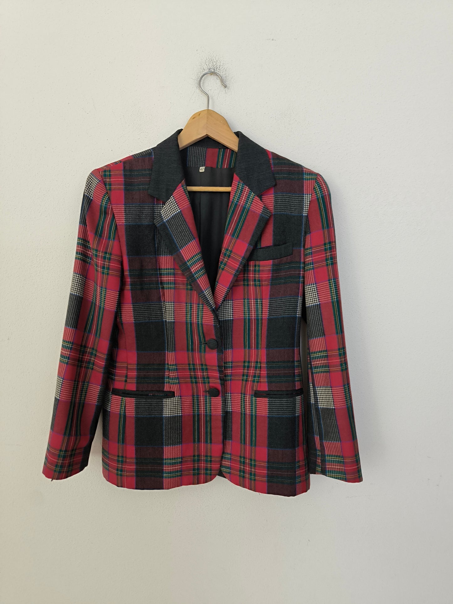 Blazer tartan rosso/nero tg M