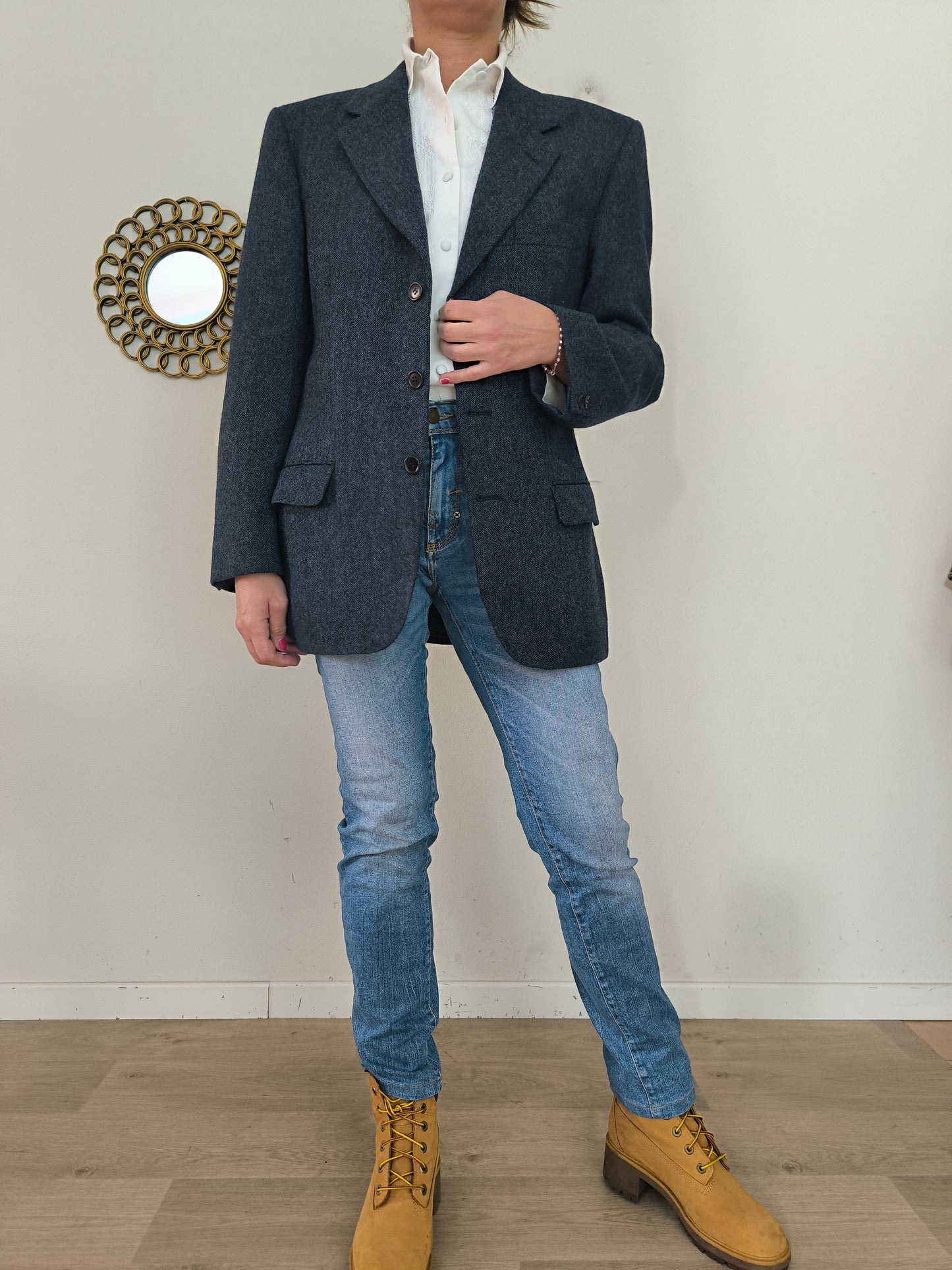 Blazer blu in Yorkshire tweed tg XL