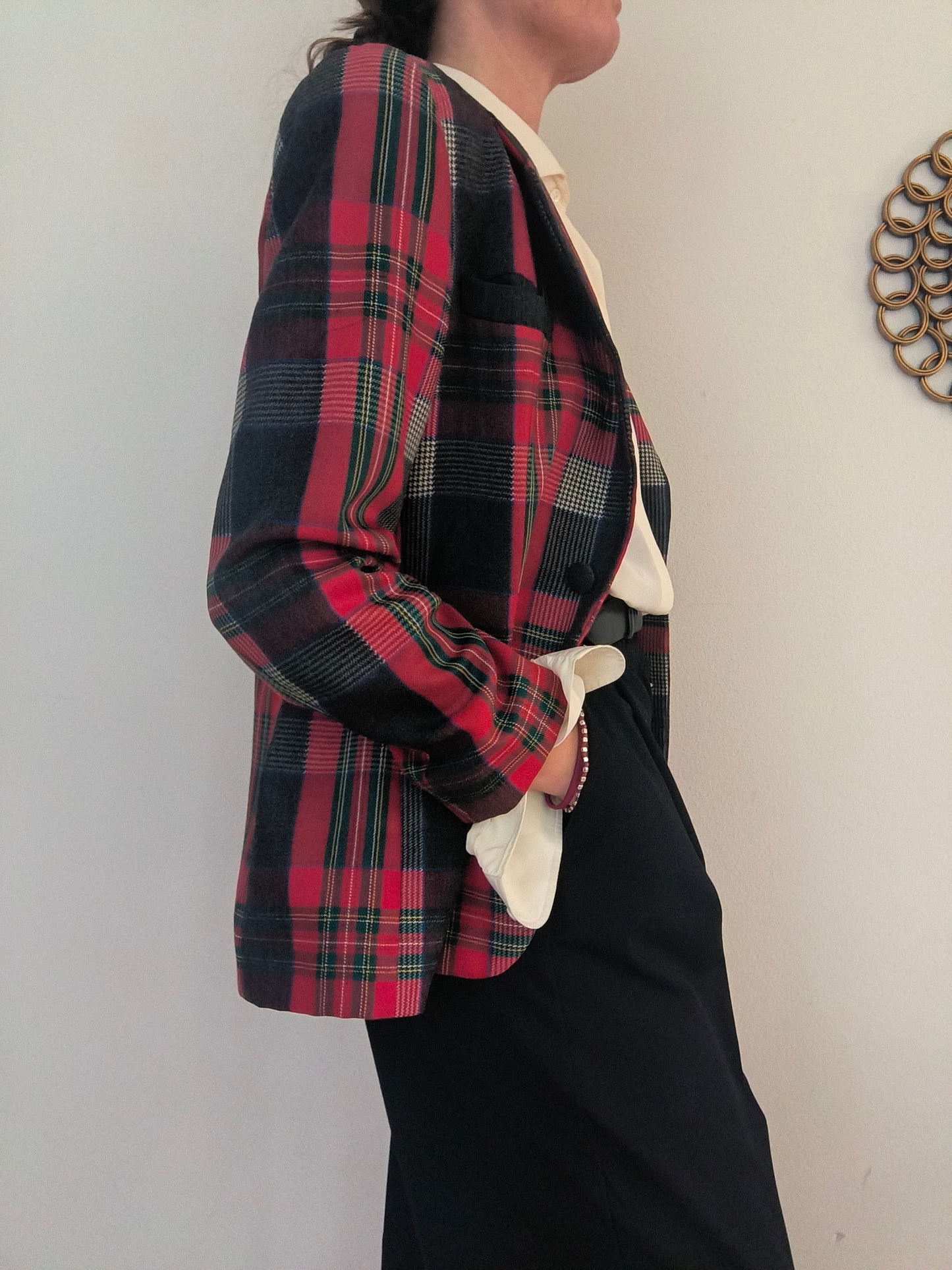 Blazer tartan rosso/nero tg M