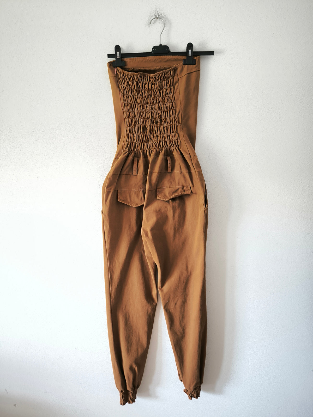 Jumpsuit cammello in denim di cotone