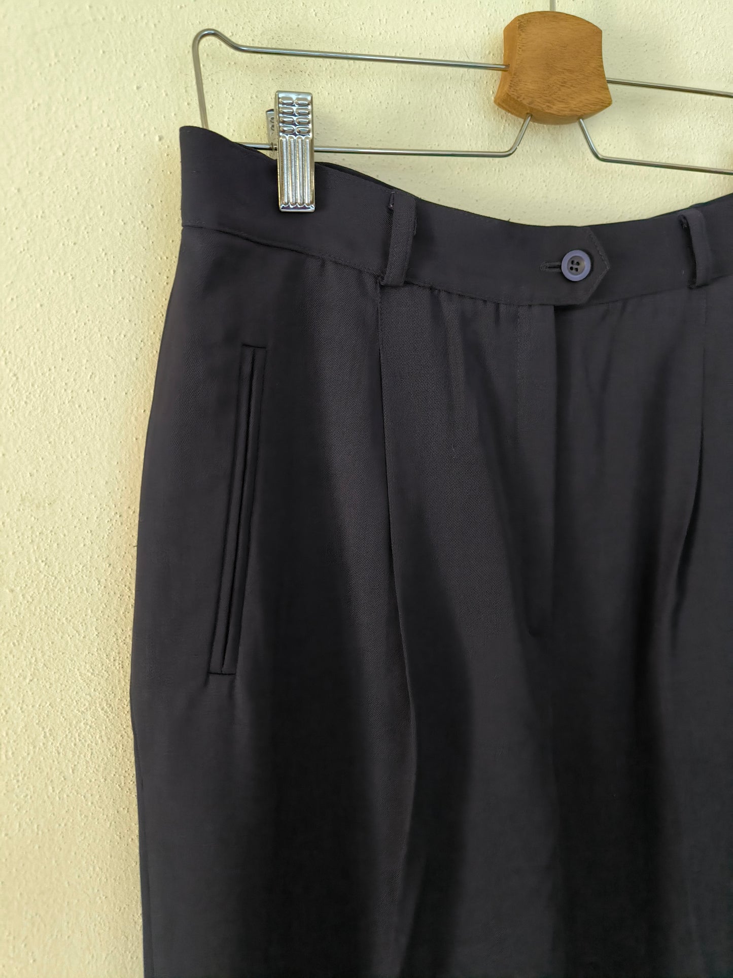 Pantalone vintage pura lana blu navy tg 48