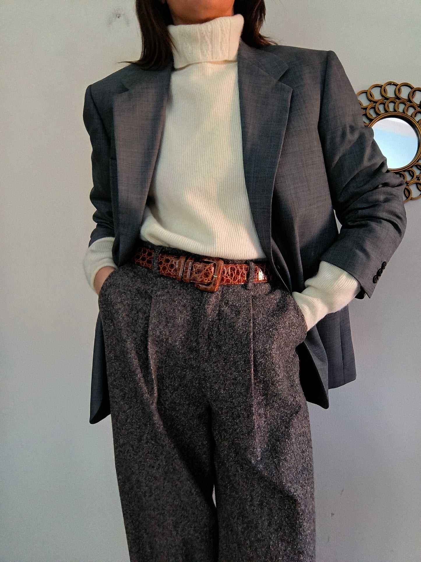 Blazer Lebole grigio in lana merino tg 48