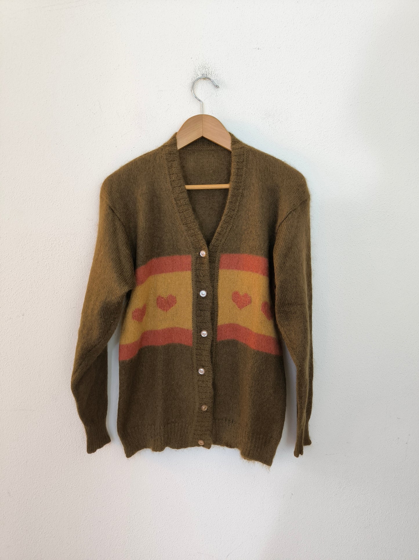 Cardigan vintage in mohair con cuori