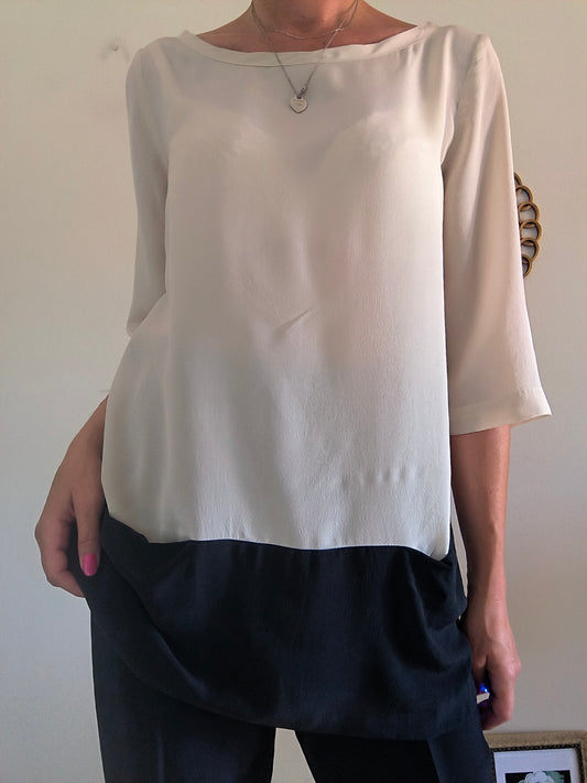 Blusa pura seta nude/nero
