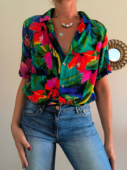 Camicia hawaiana in cotone arricciato unisex
