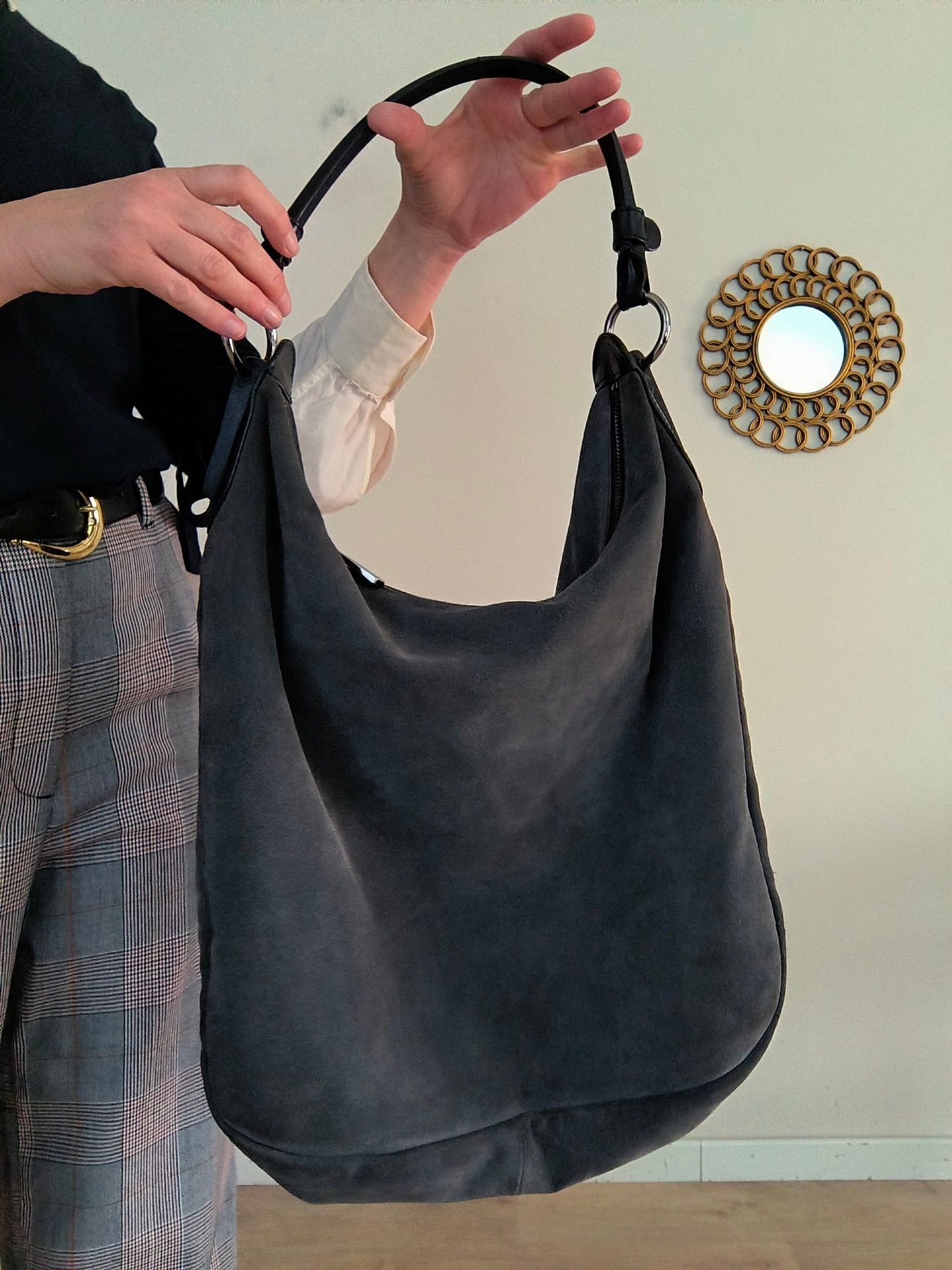 Tosca blu big bag camoscio grigio