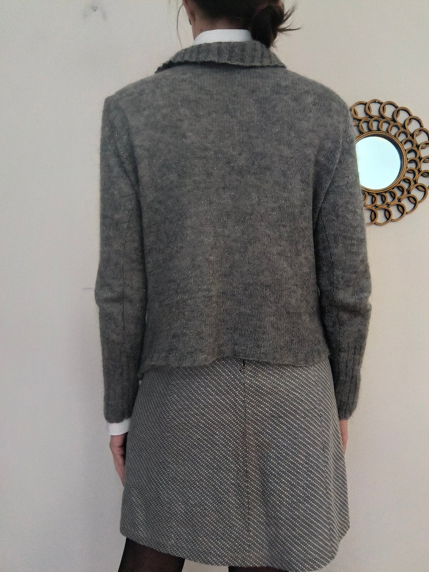 Cardigan misto mohair grigio