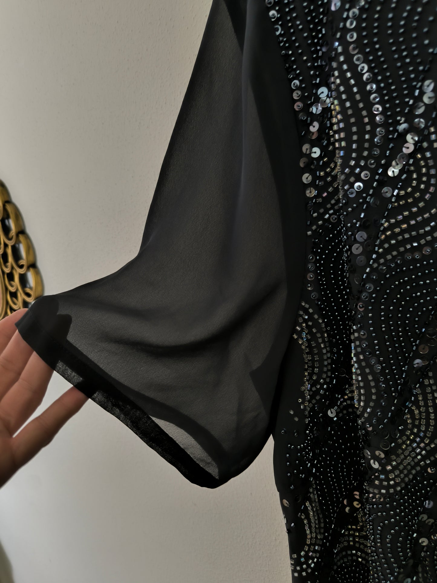 Blusa in paillettes antracite