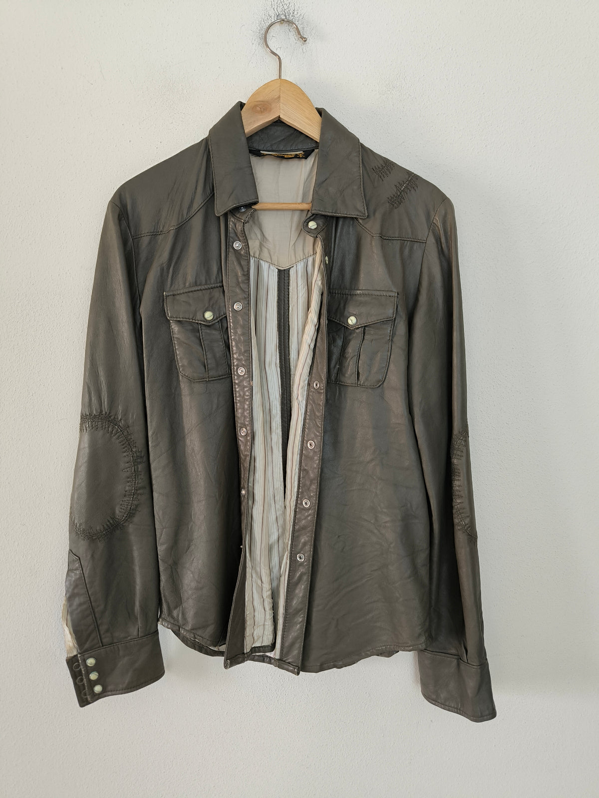 Giacca camicia in vera pelle