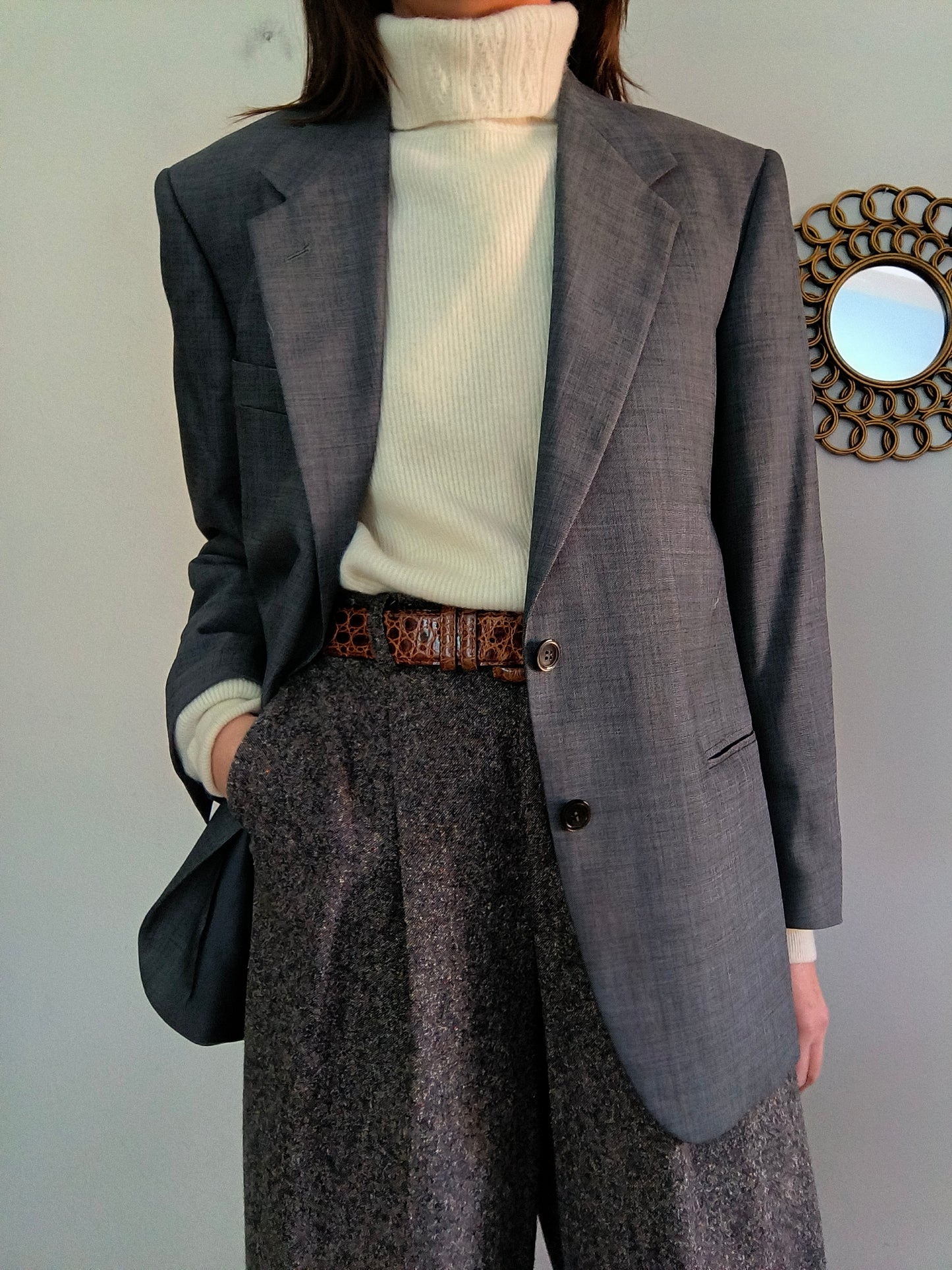 Blazer Lebole grigio in lana merino tg 48