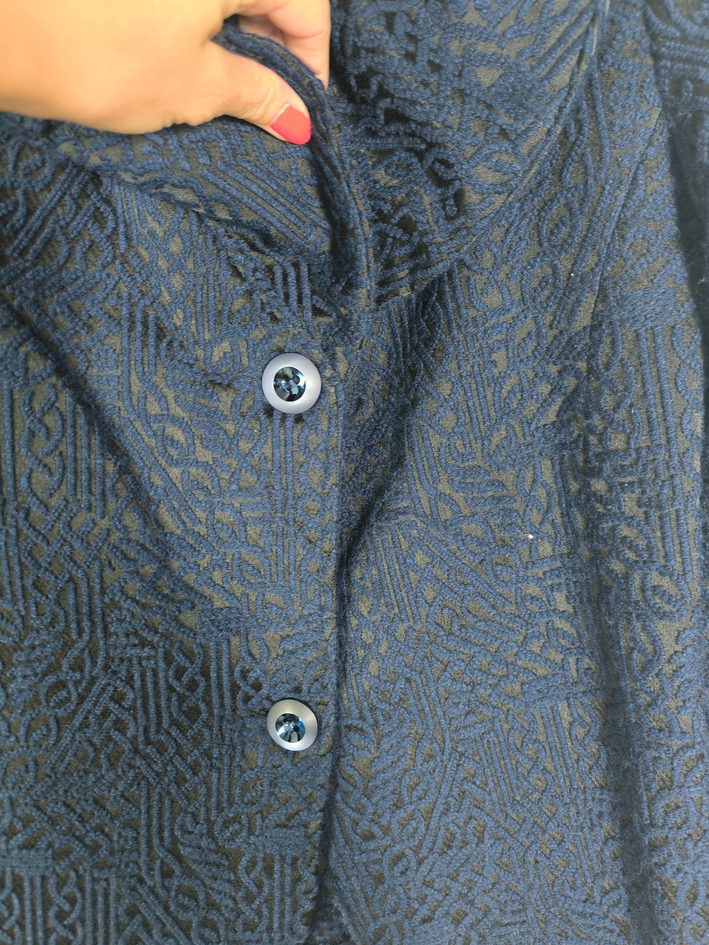 Caban nero damascato in blu tg M/L