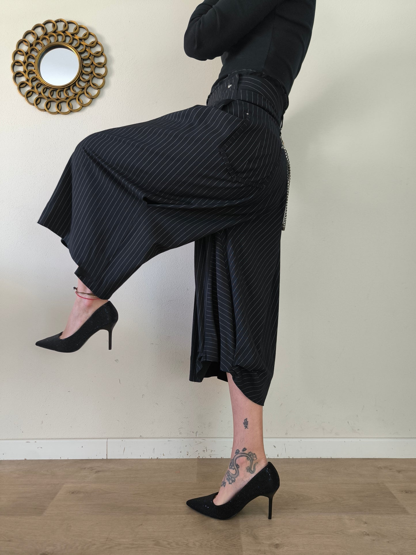Gonna pantalone gessata High-Everywaycouture.com