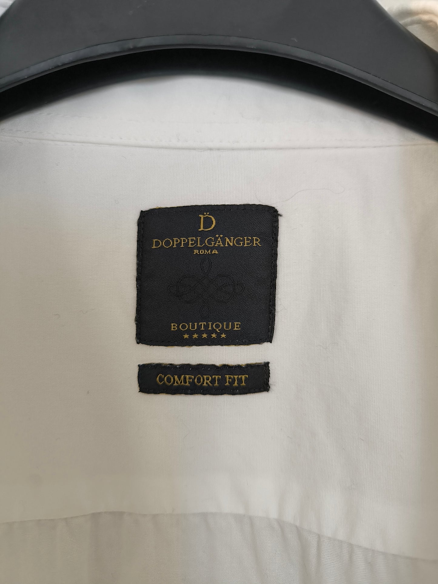 Camicia Doppelganger bianca maschile/unisex in cotone