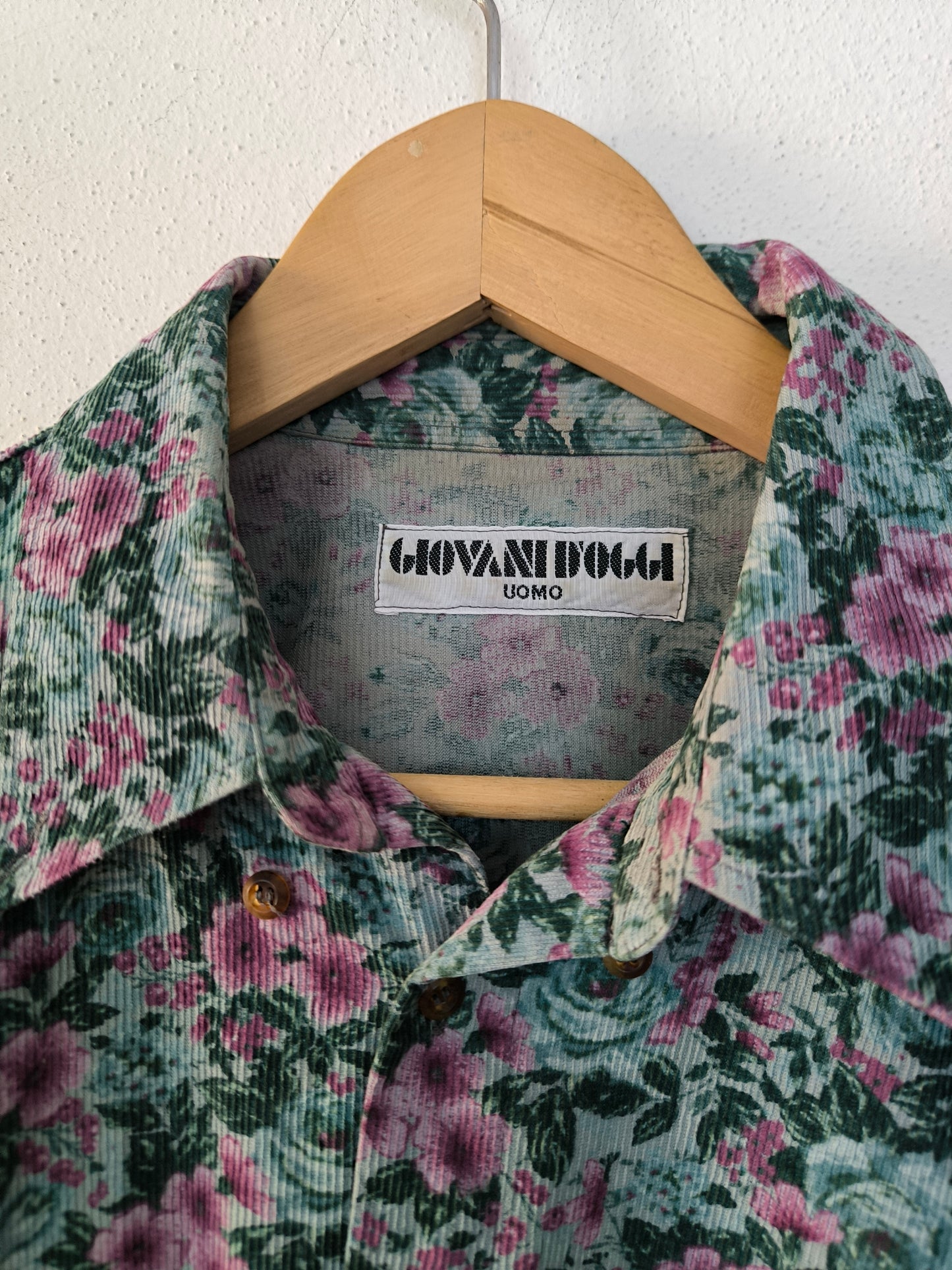 Camicia vintage floreale in velluto a coste