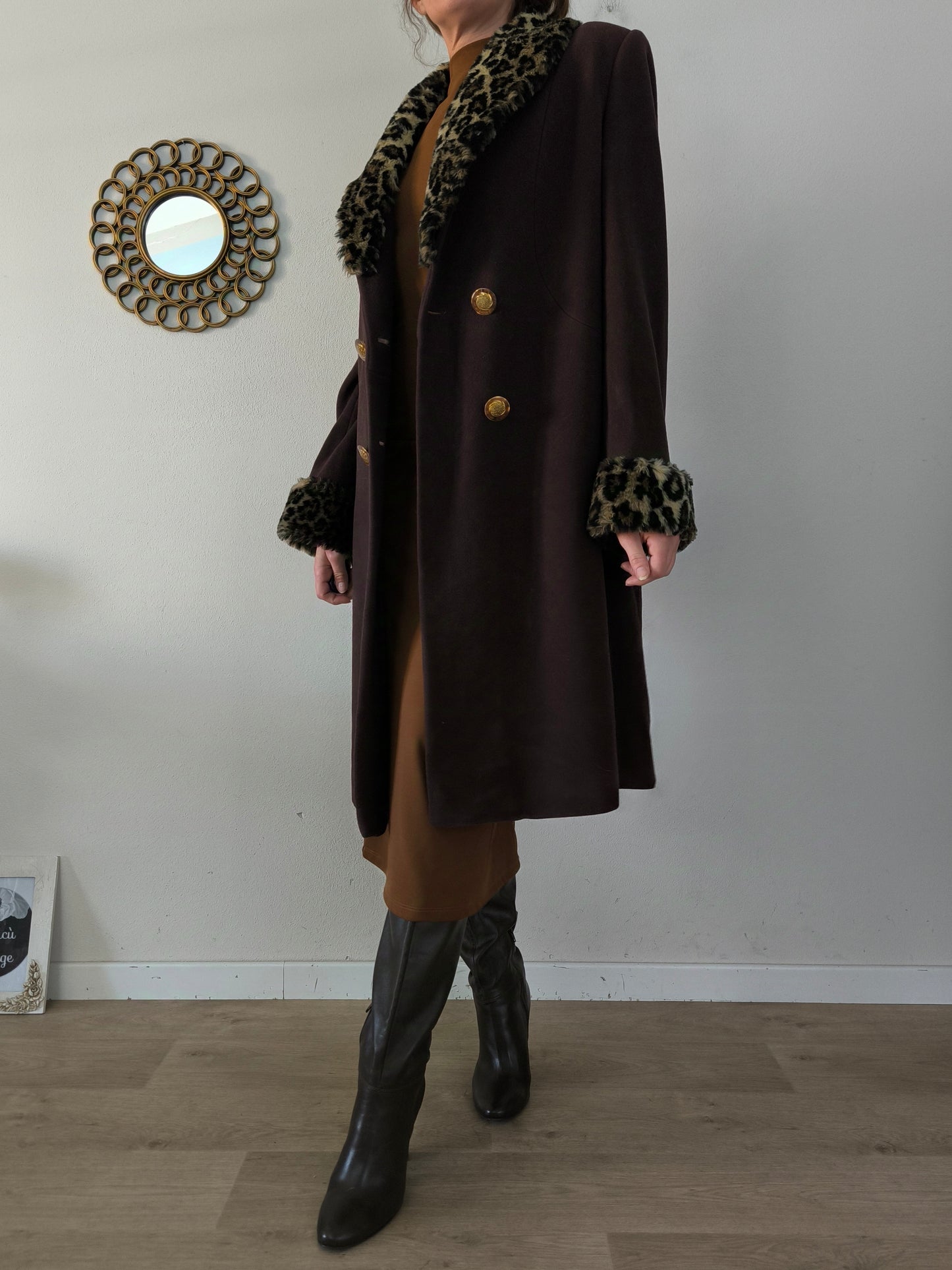 Cappotto anni 40 con pelliccia leopardata