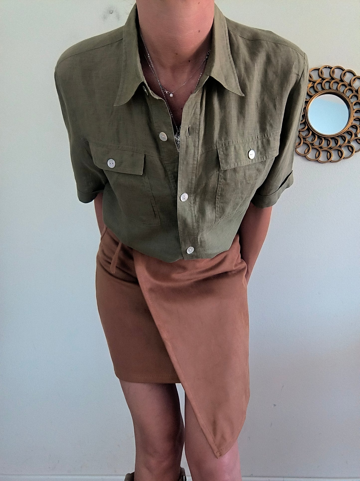 Camicia lino kaki Cherie