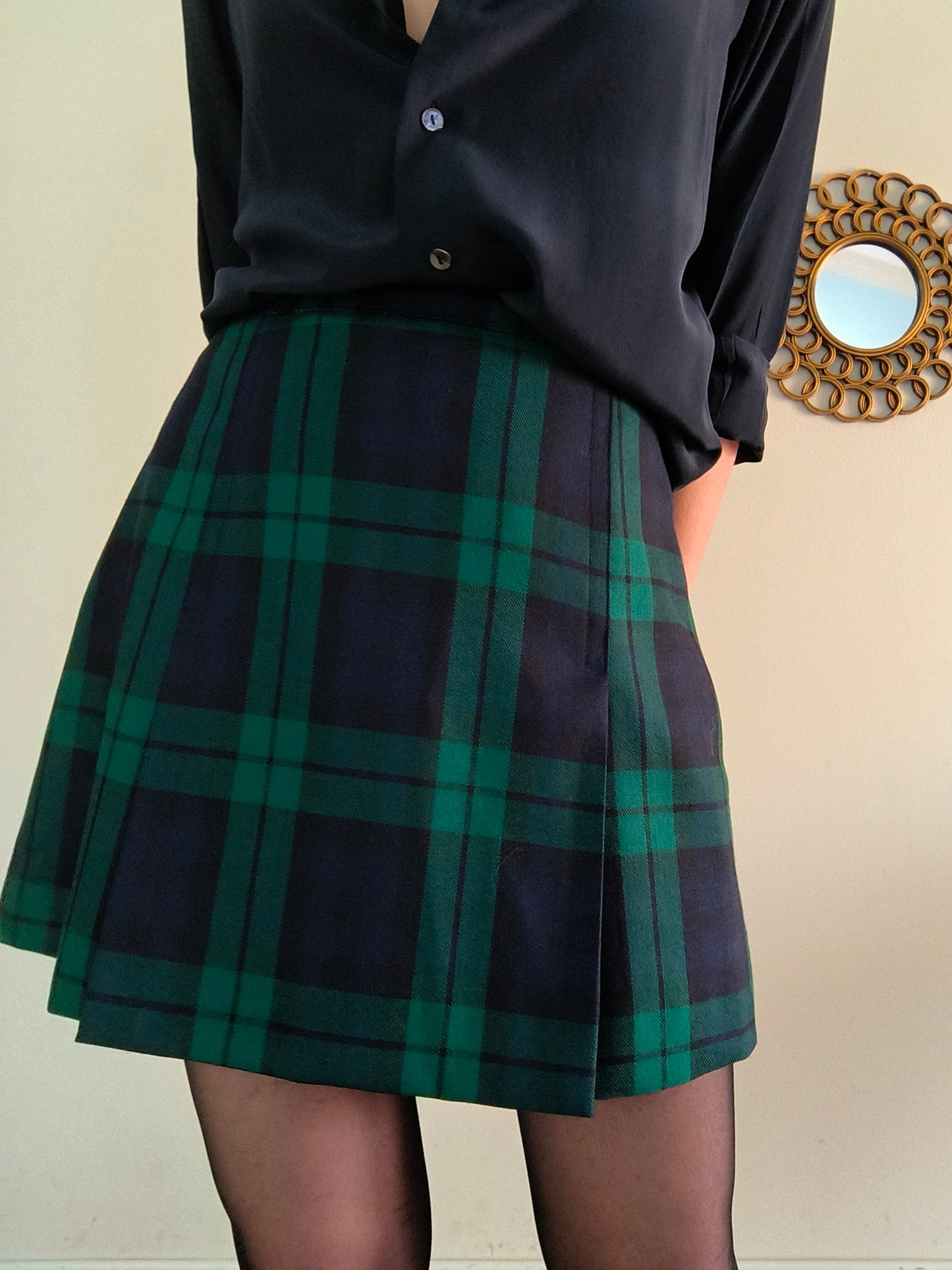 Gonnellina tartan verde/blu
