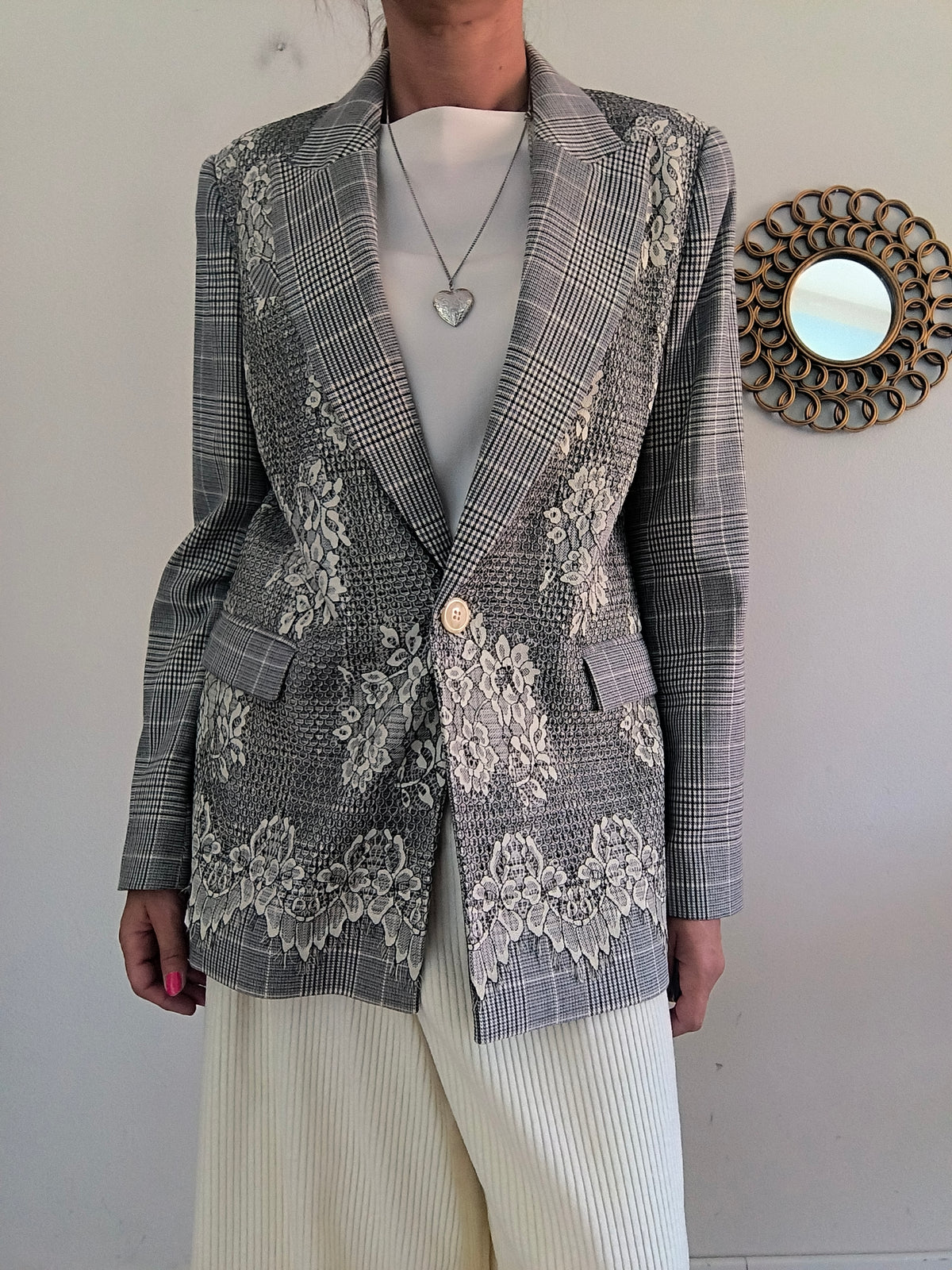 Blazer Twin Set principe di Galles e pizzo