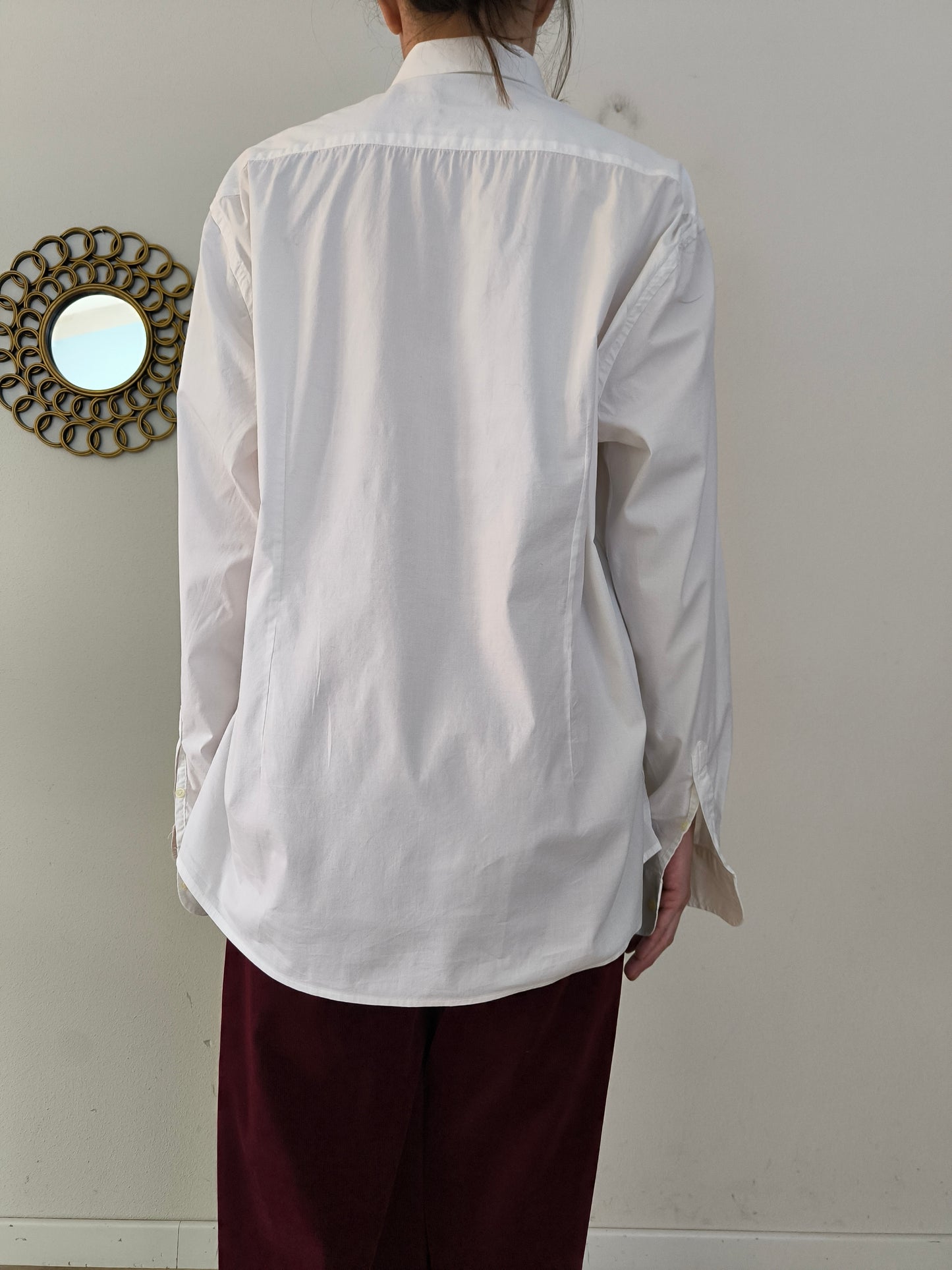 Camicia Doppelganger bianca maschile/unisex in cotone