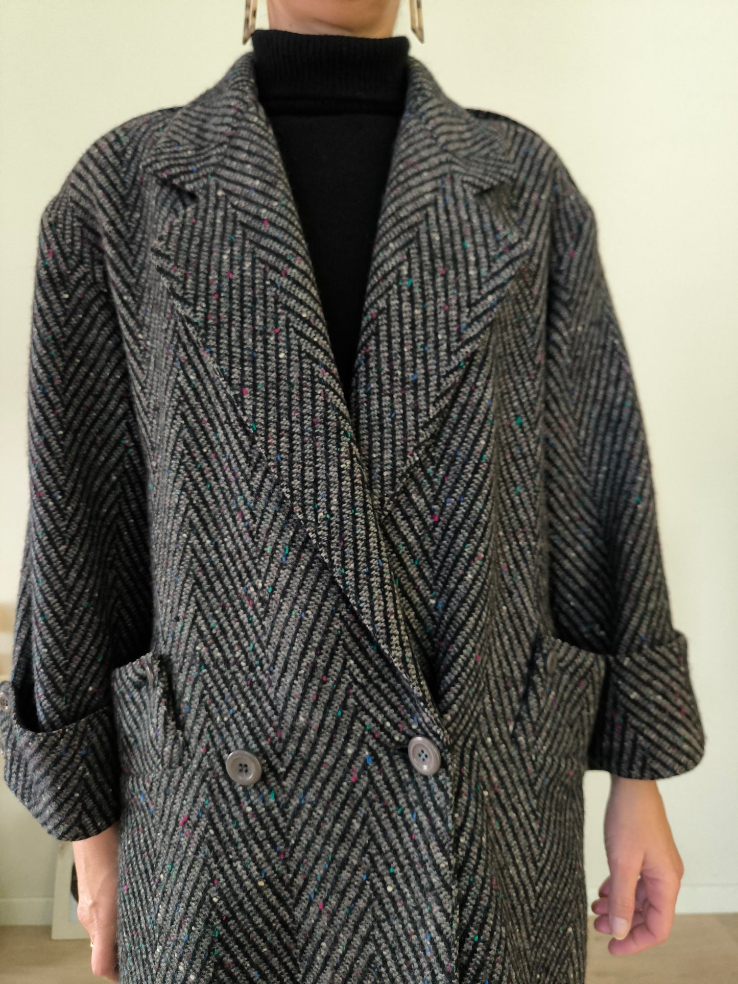 Cappotto Taddei in tweed spinato tg unica