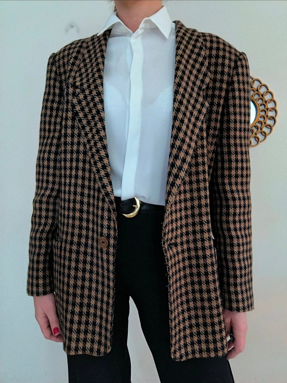 Blazer vintage marrone/nero quadretti