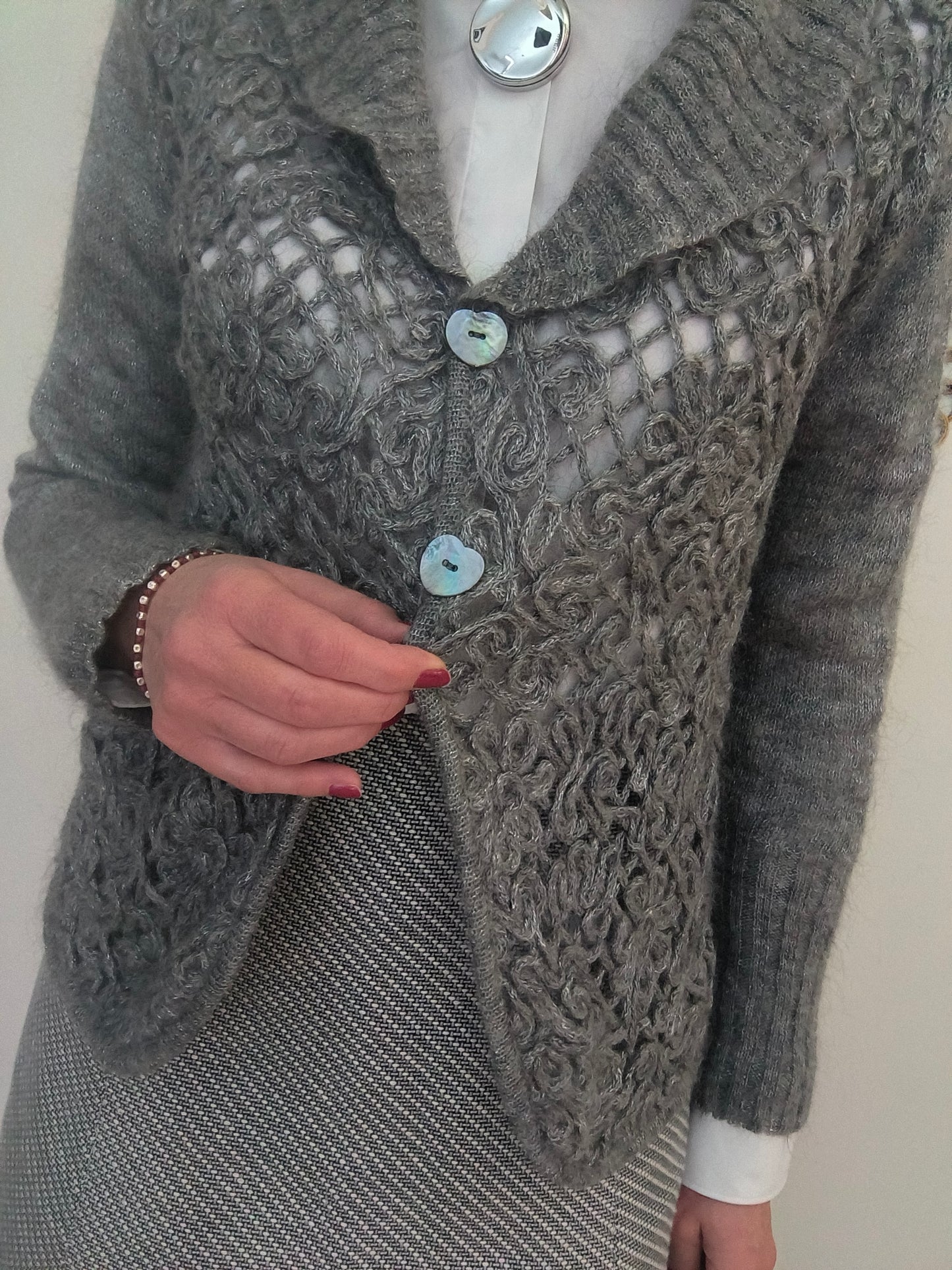Cardigan misto mohair grigio