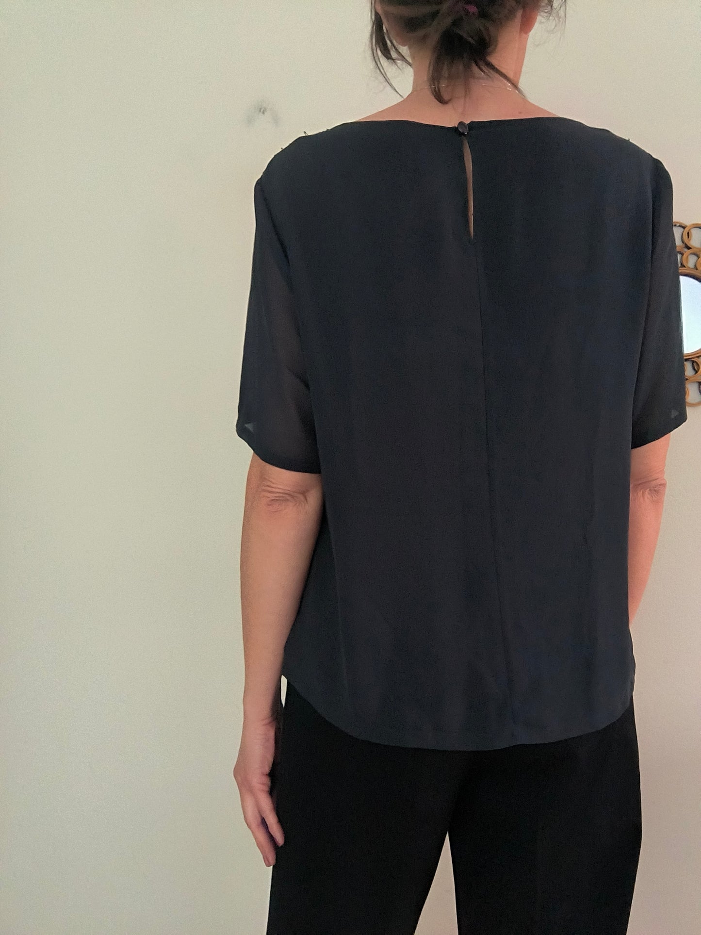 Blusa in paillettes antracite