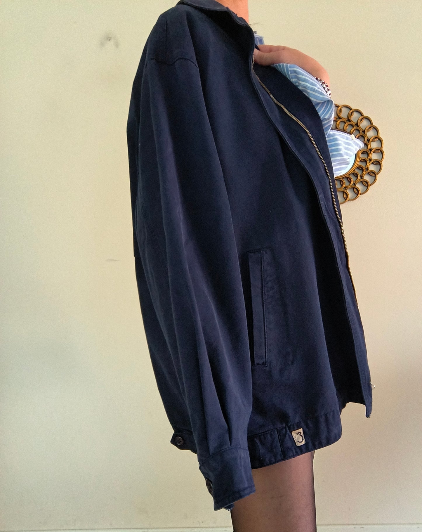 Giacca vintage in cotone blu notte