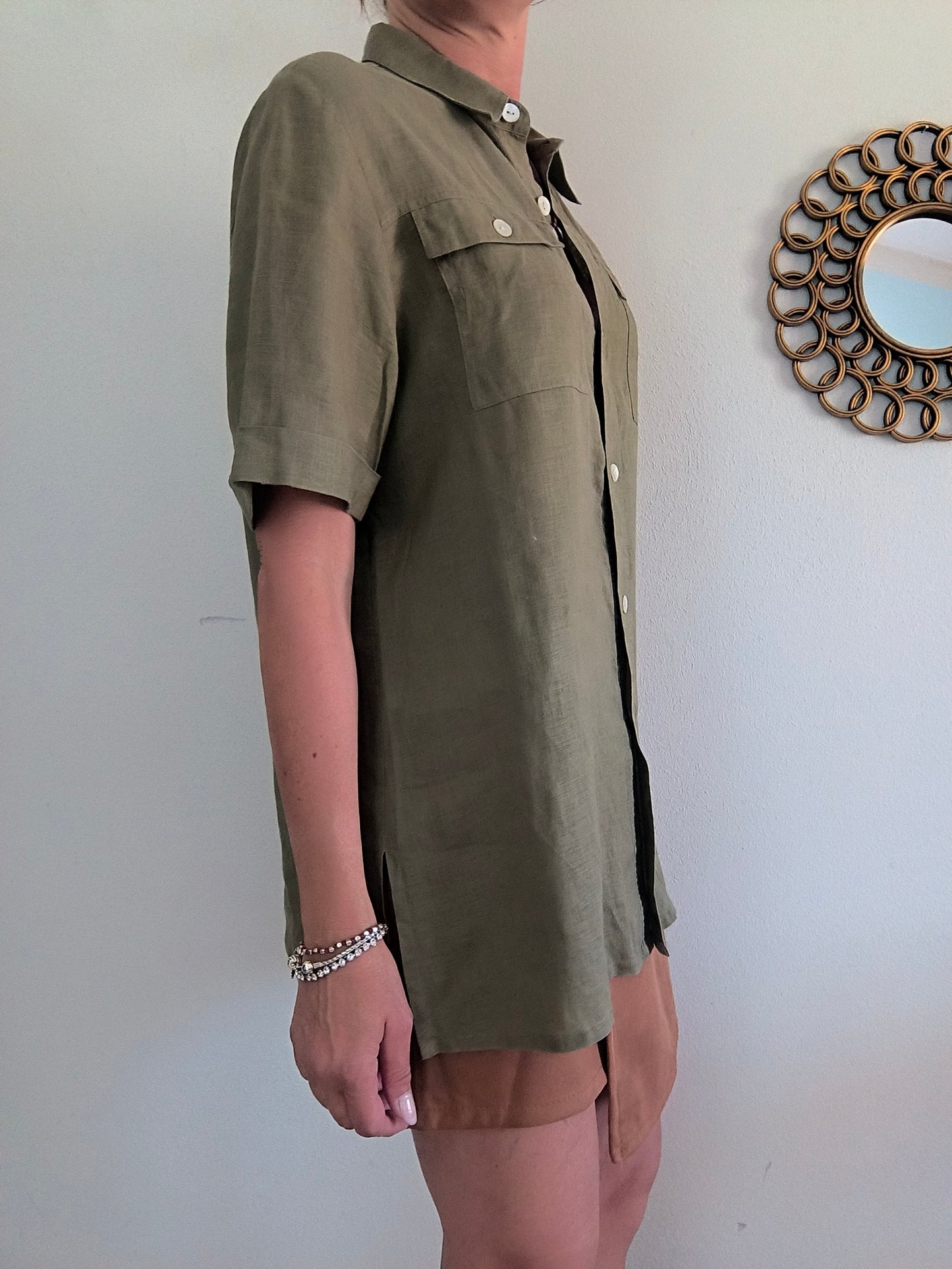 Camicia lino kaki Cherie