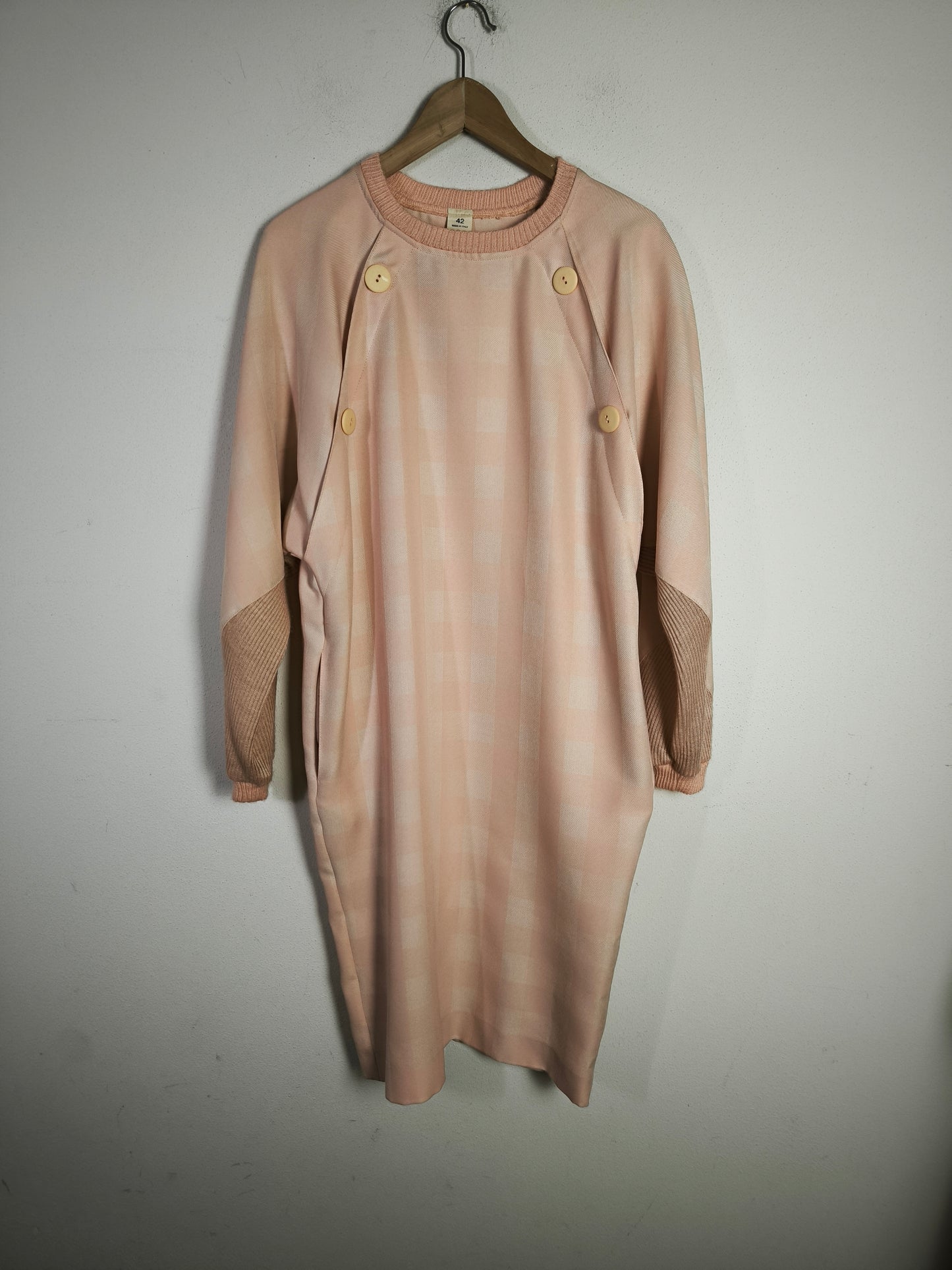Abito vintage a quadri rosa tg 42