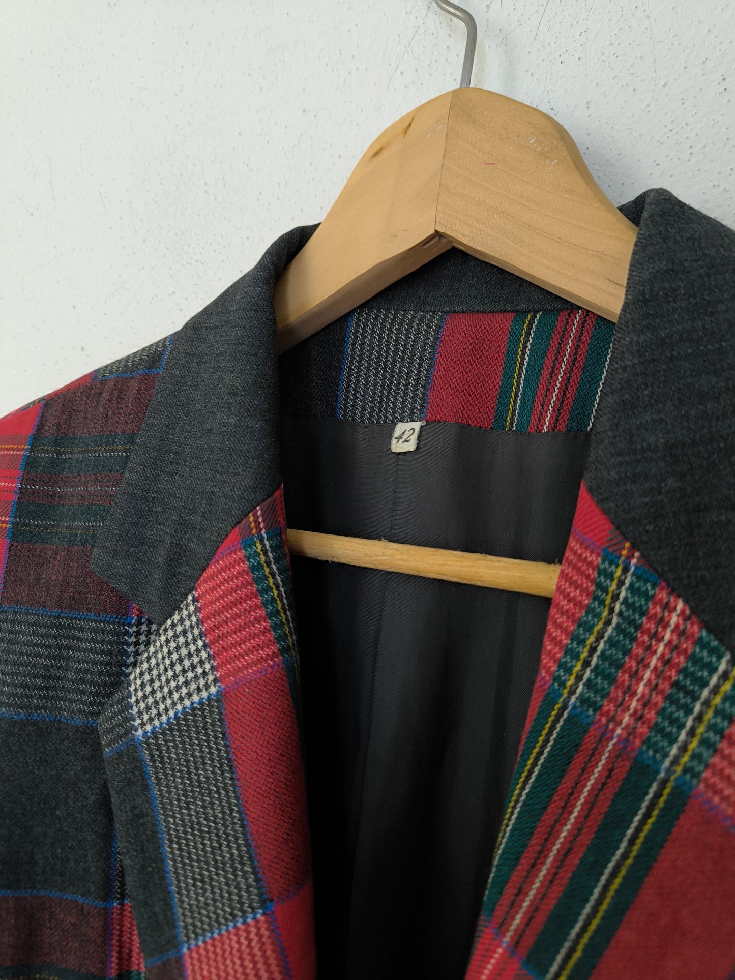 Blazer tartan rosso/nero tg M