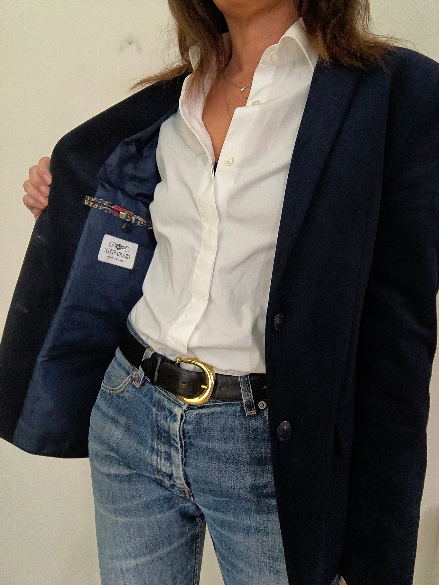 Blazer in velluto blu tg L