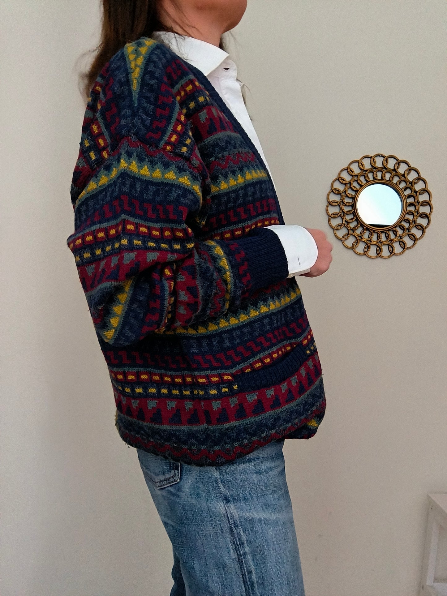 Cardigan fantasia in lana e alpaca peruviana