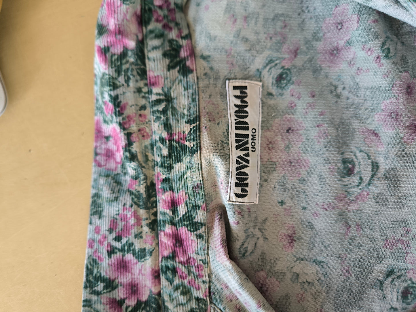 Camicia vintage floreale in velluto a coste