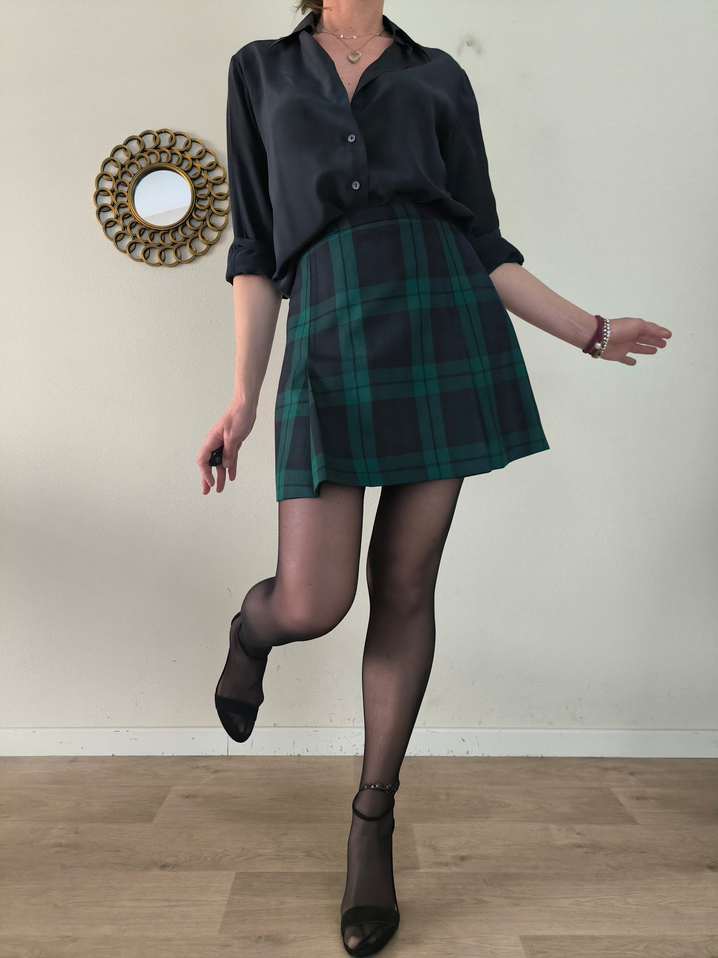 Gonnellina tartan verde/blu