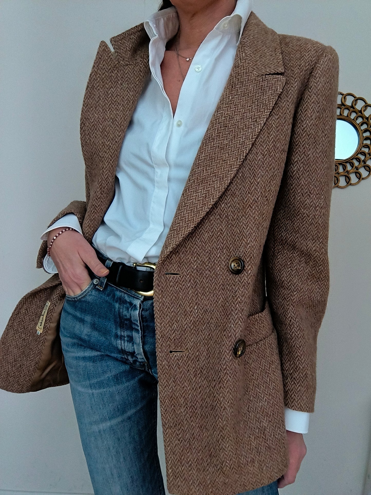 Blazer doppiopetto vintage in lana alpaca