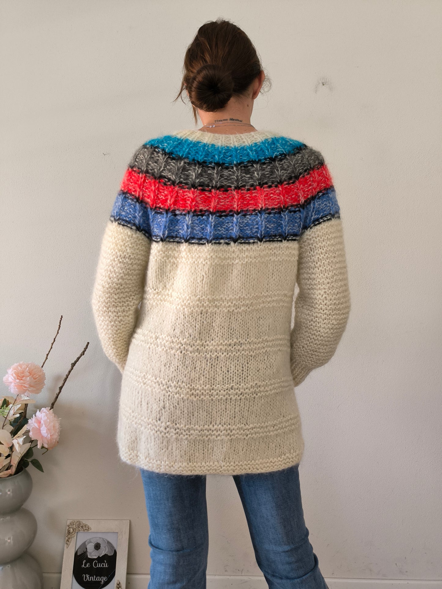 Cardigan norvegese in lana fatto a mano