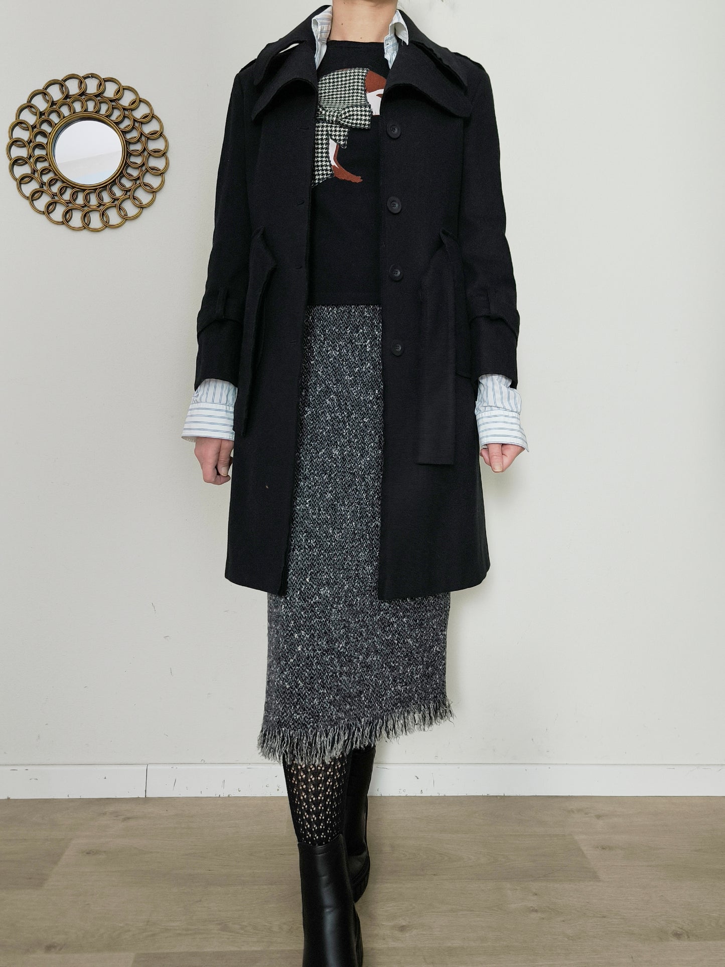 Cappotto caban nero lana e cashmere